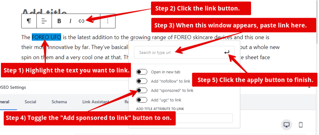 adding an affiliate link