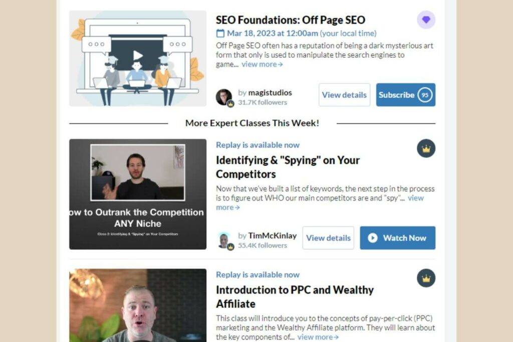 wealthy affiliate weekly training