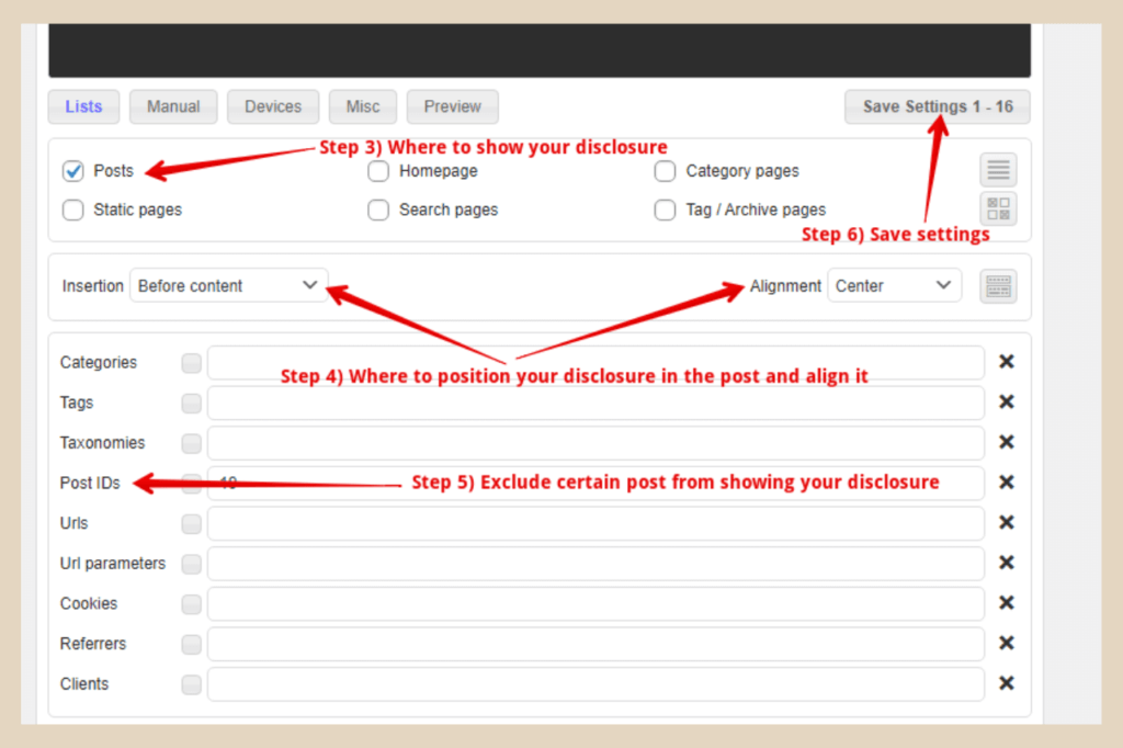 ad inserter settings