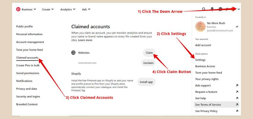 how to claim your website on pinterest