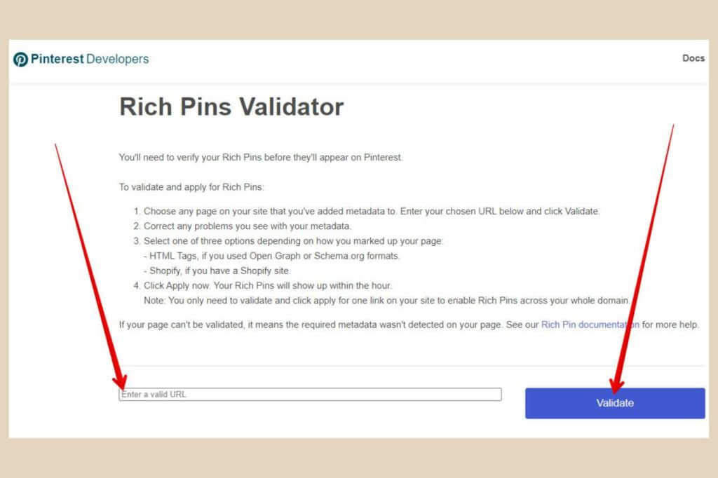 pinterest rich pins validator