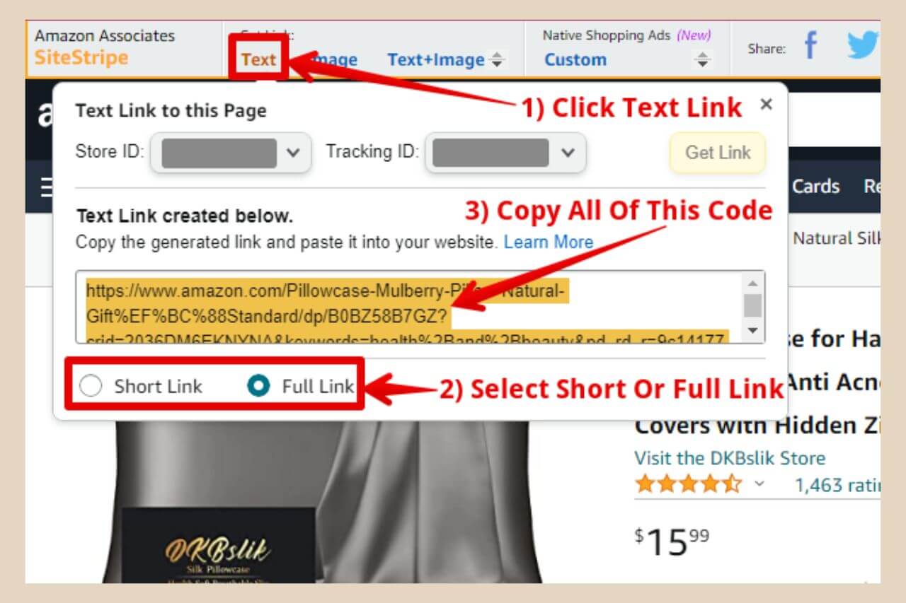 amazon text link code