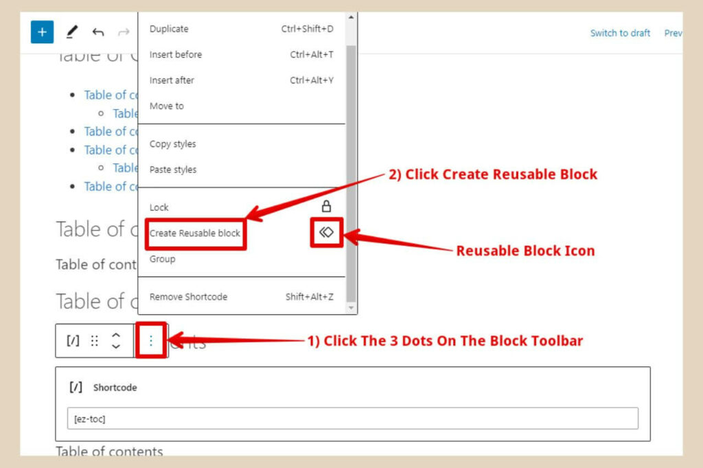 create a reusable block