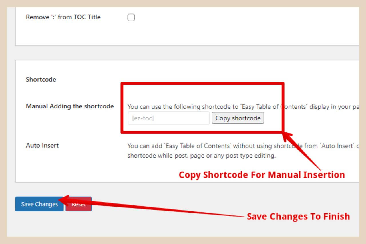 easy table of contents manual insertion