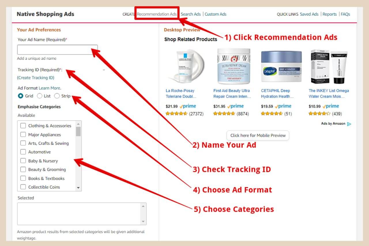 how to add recommendation ads