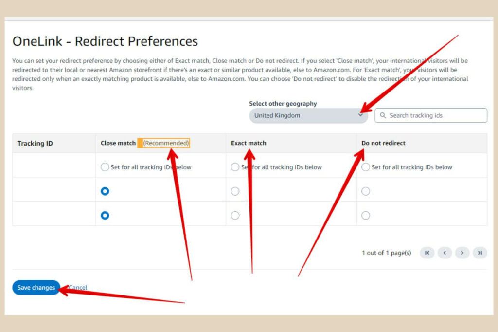 onelink redirect preferences