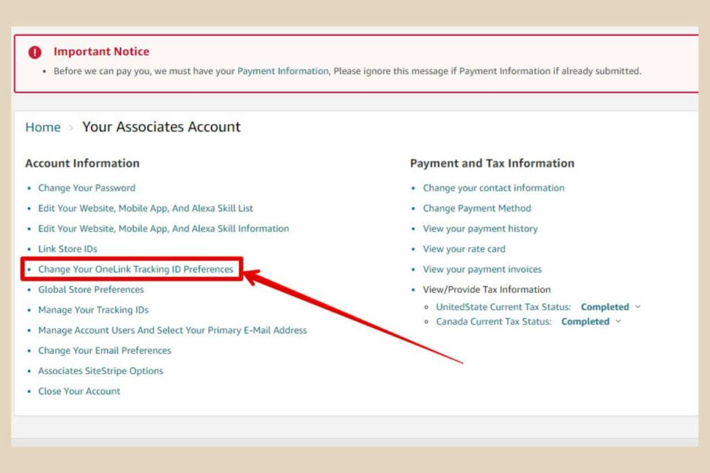 onelink tracking id preferences