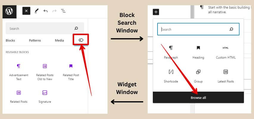 search reusable blocks