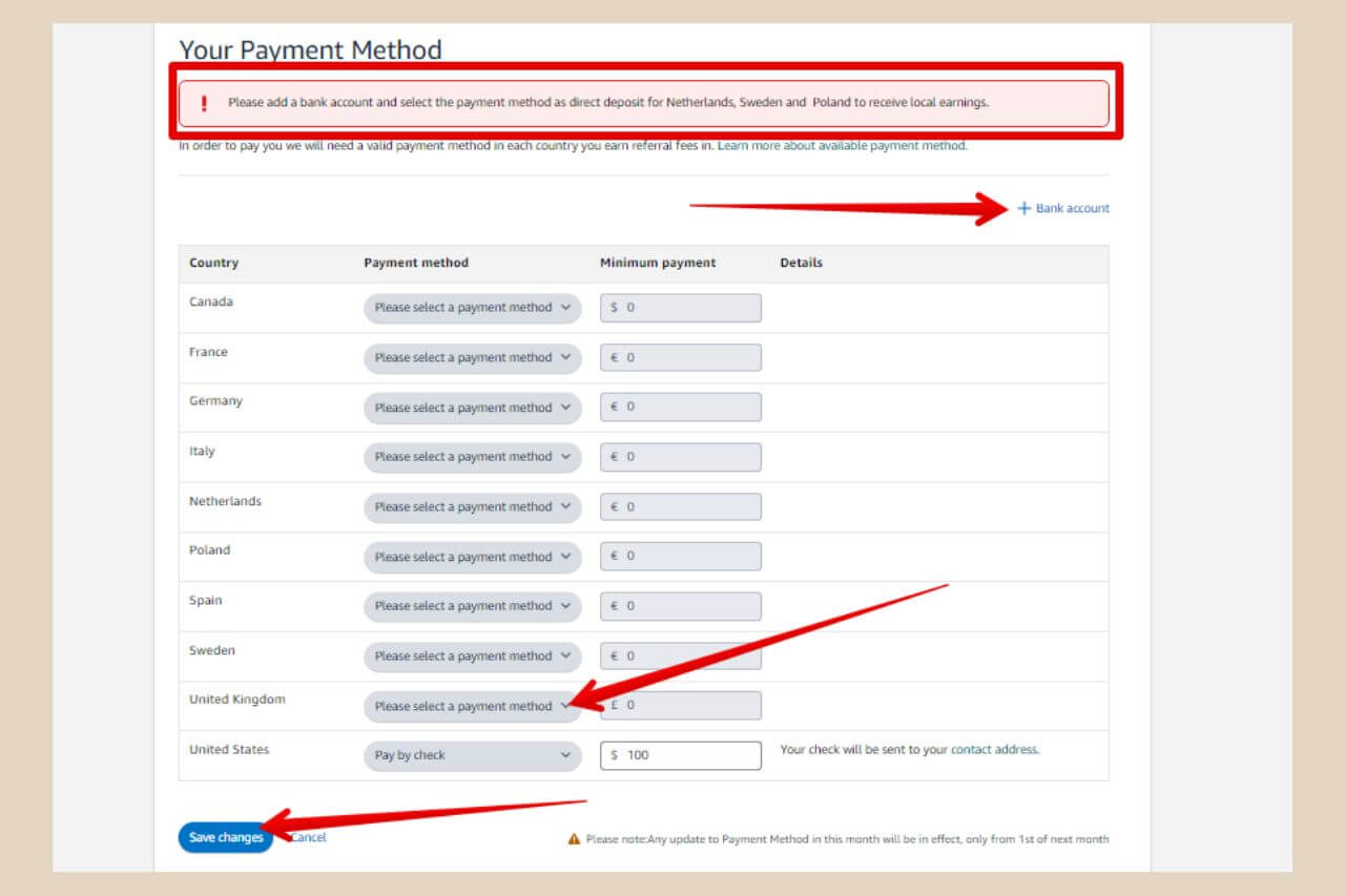 set up amazon onelink payment method