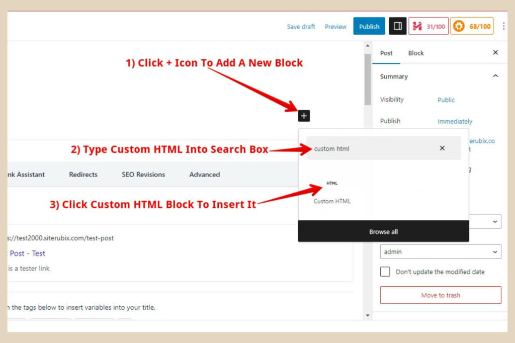 add a custom html block