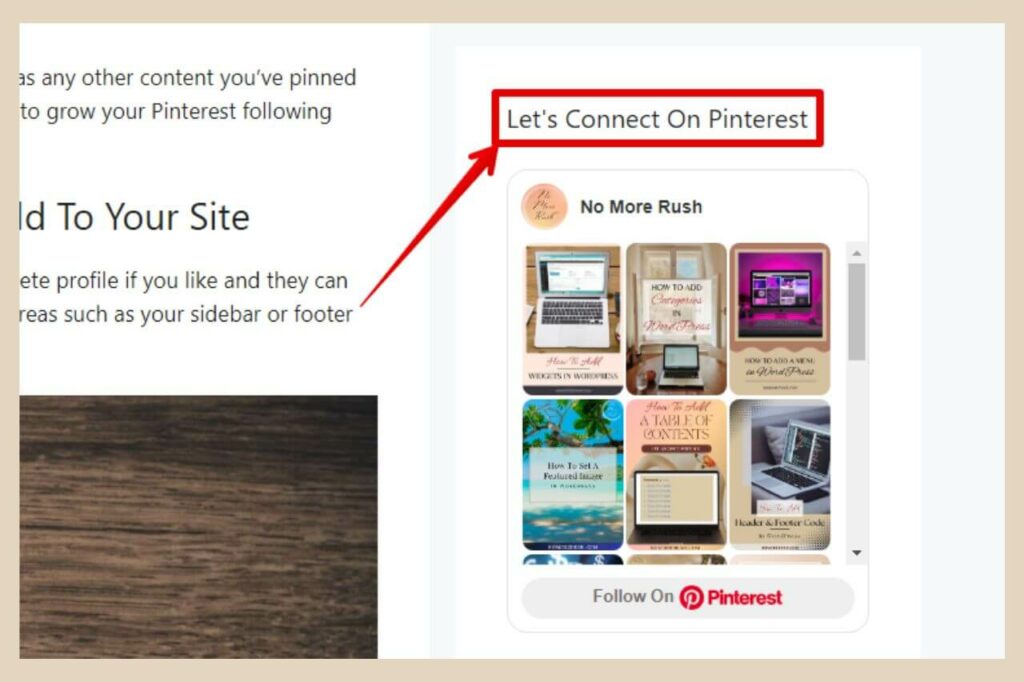 add a title to your pinterest widget