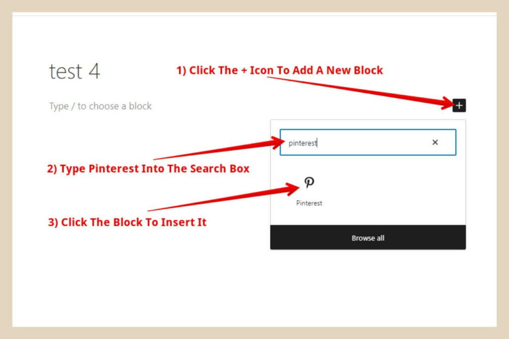 adding a pinterest embed block