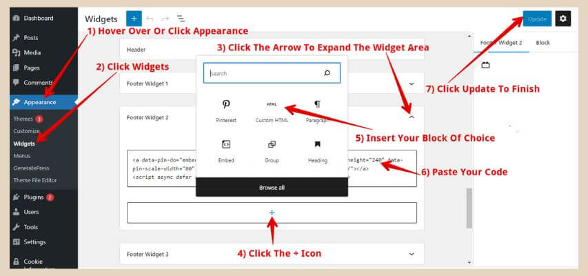 adding pinterest to widget areas