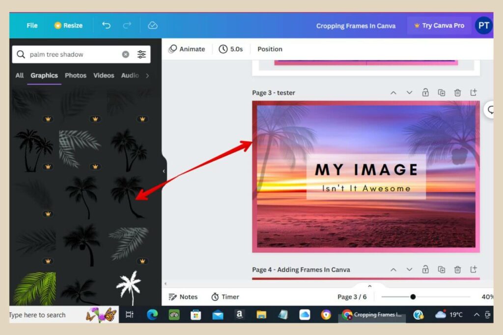 adding shadows in canva