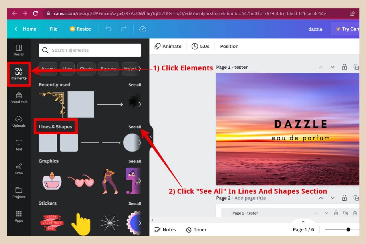 adding shapes in canva