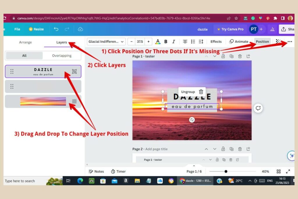 change layer position in canva