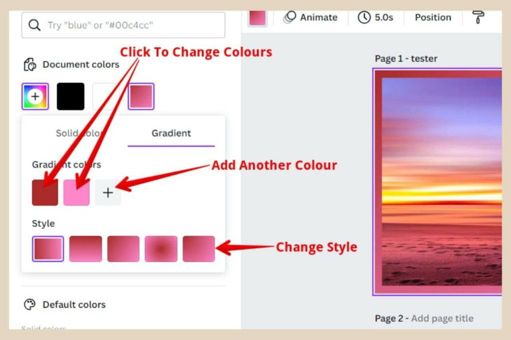 changing gradient colours