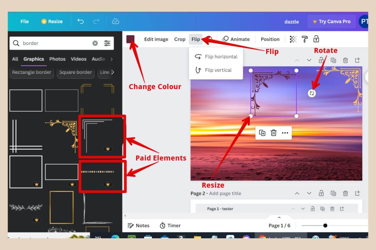 customising elements in canva