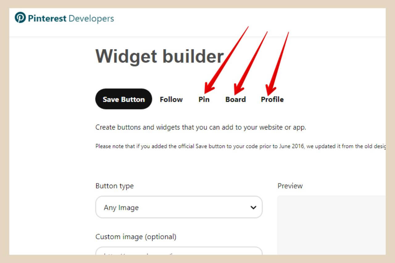 pinterest widget builder