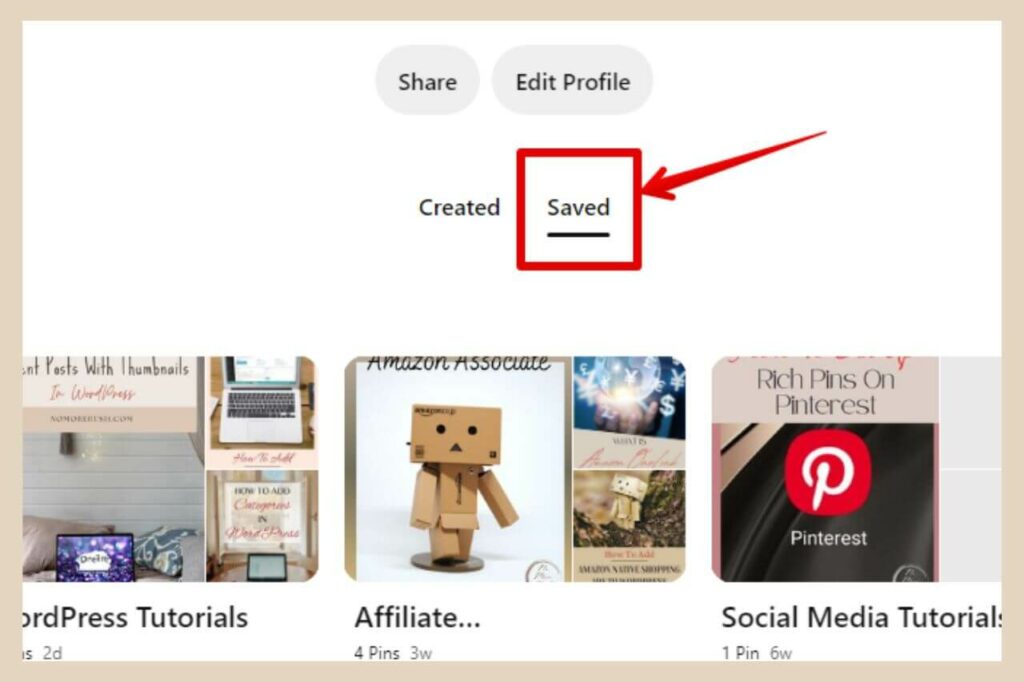 select a pinterest board