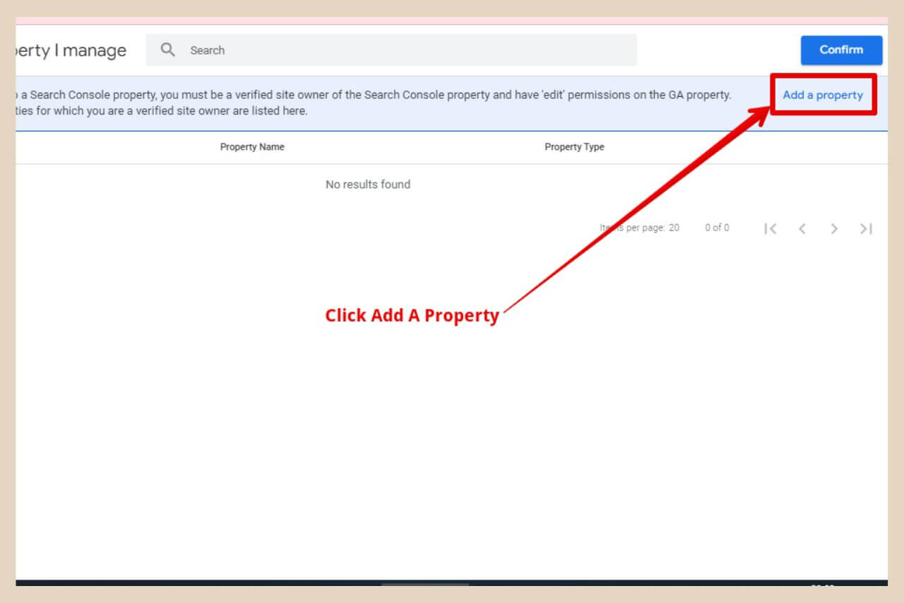 add a property to search console
