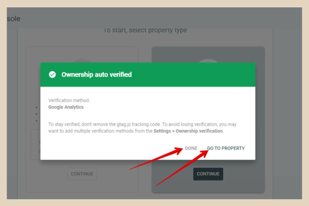 auto verify in search console