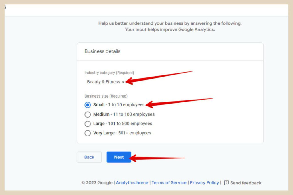 business details in google analytics