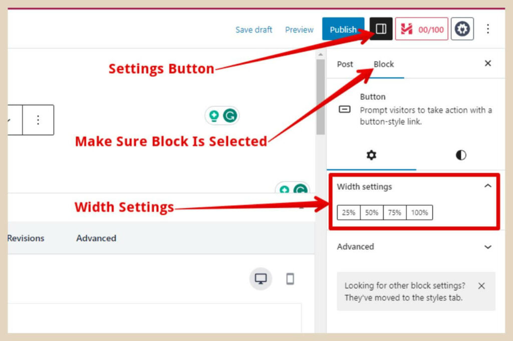 button block settings