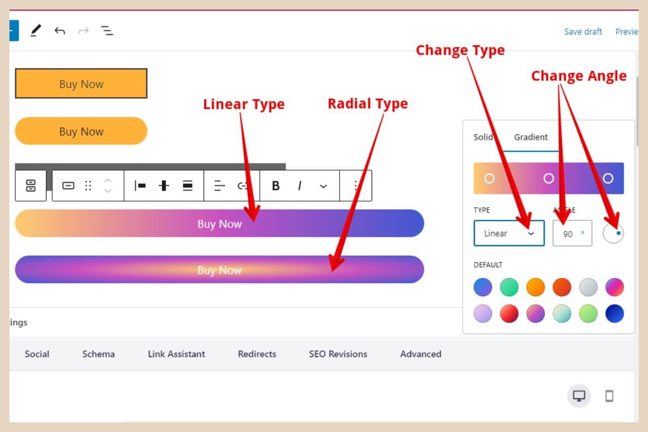 changing gradient type