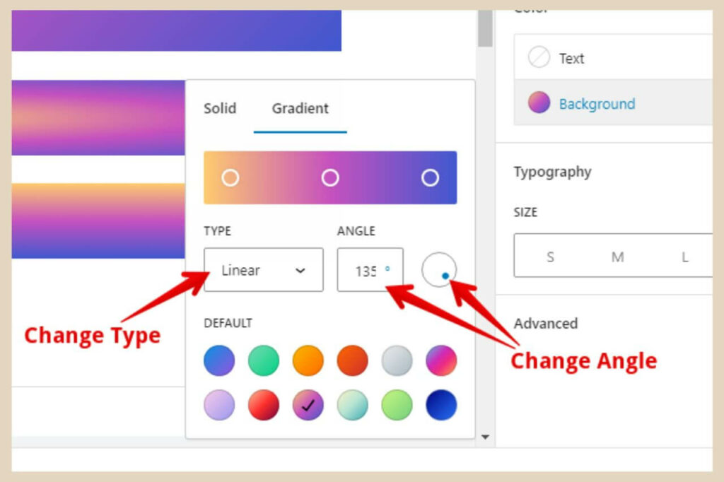 changing gradient type