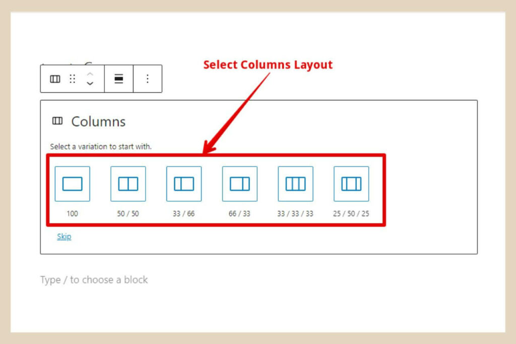 choose column layout