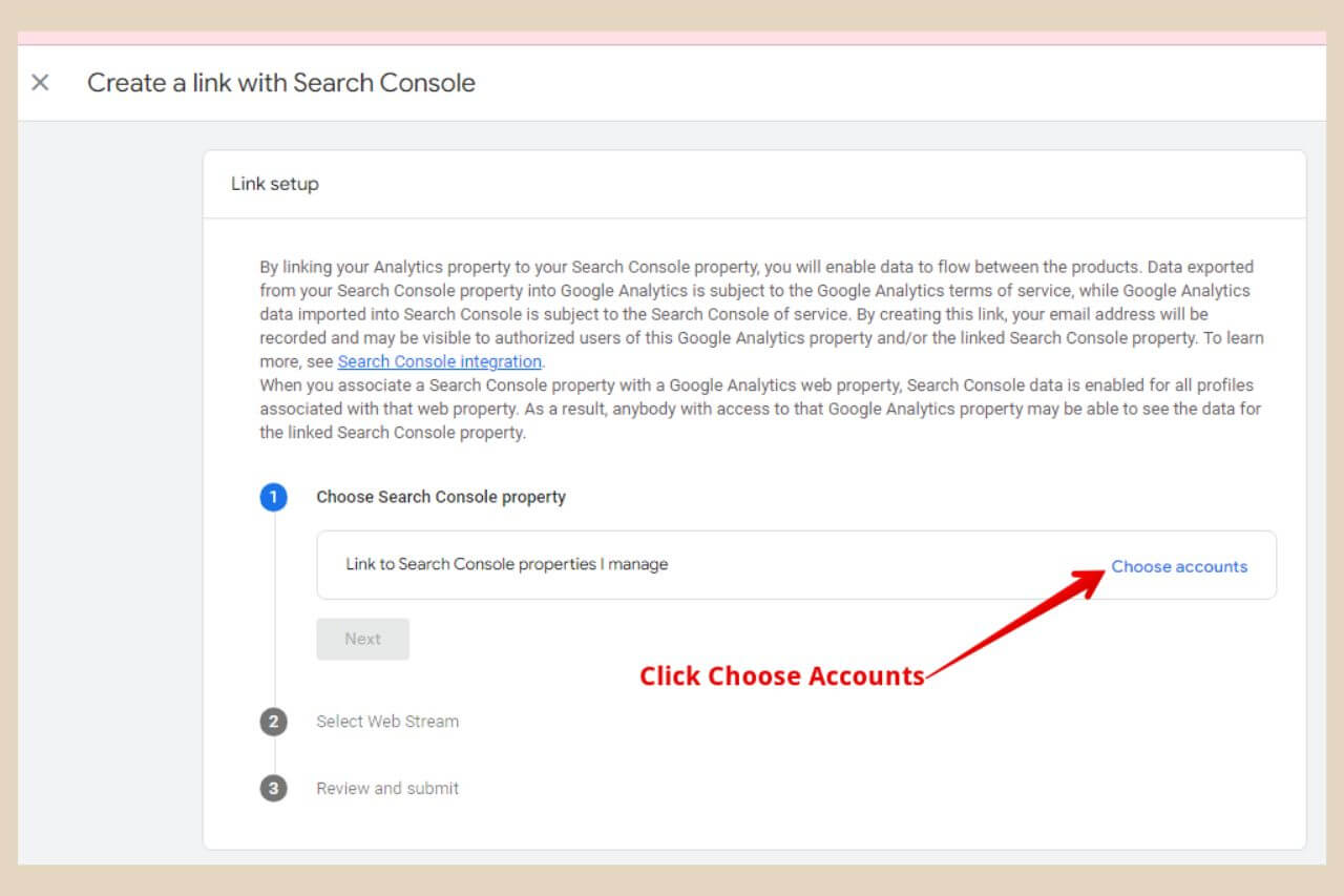choose search console account
