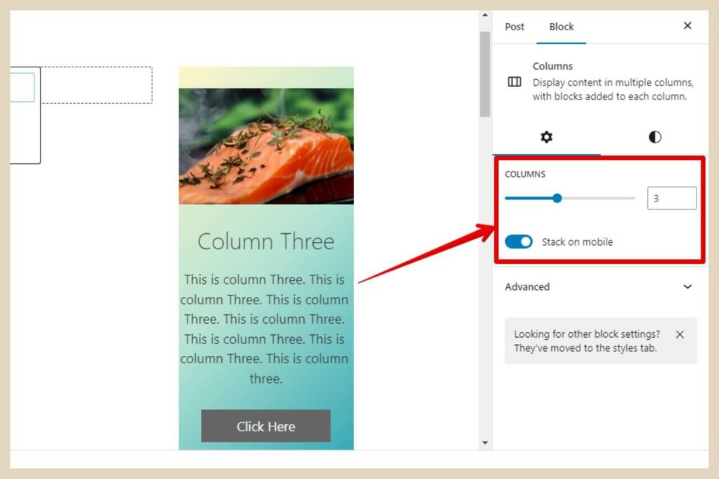 column block settings