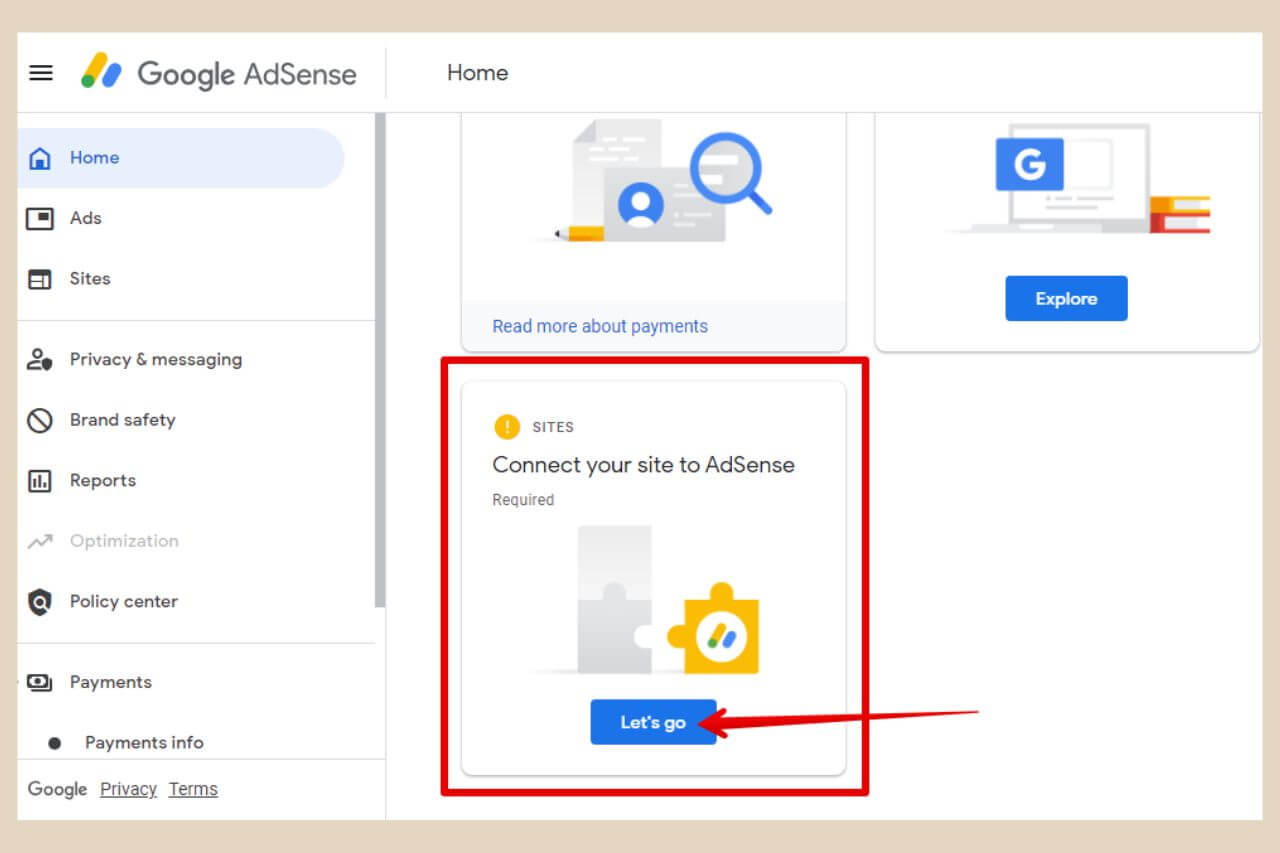 connect your site to google adsense