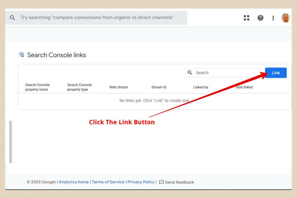 create search console link