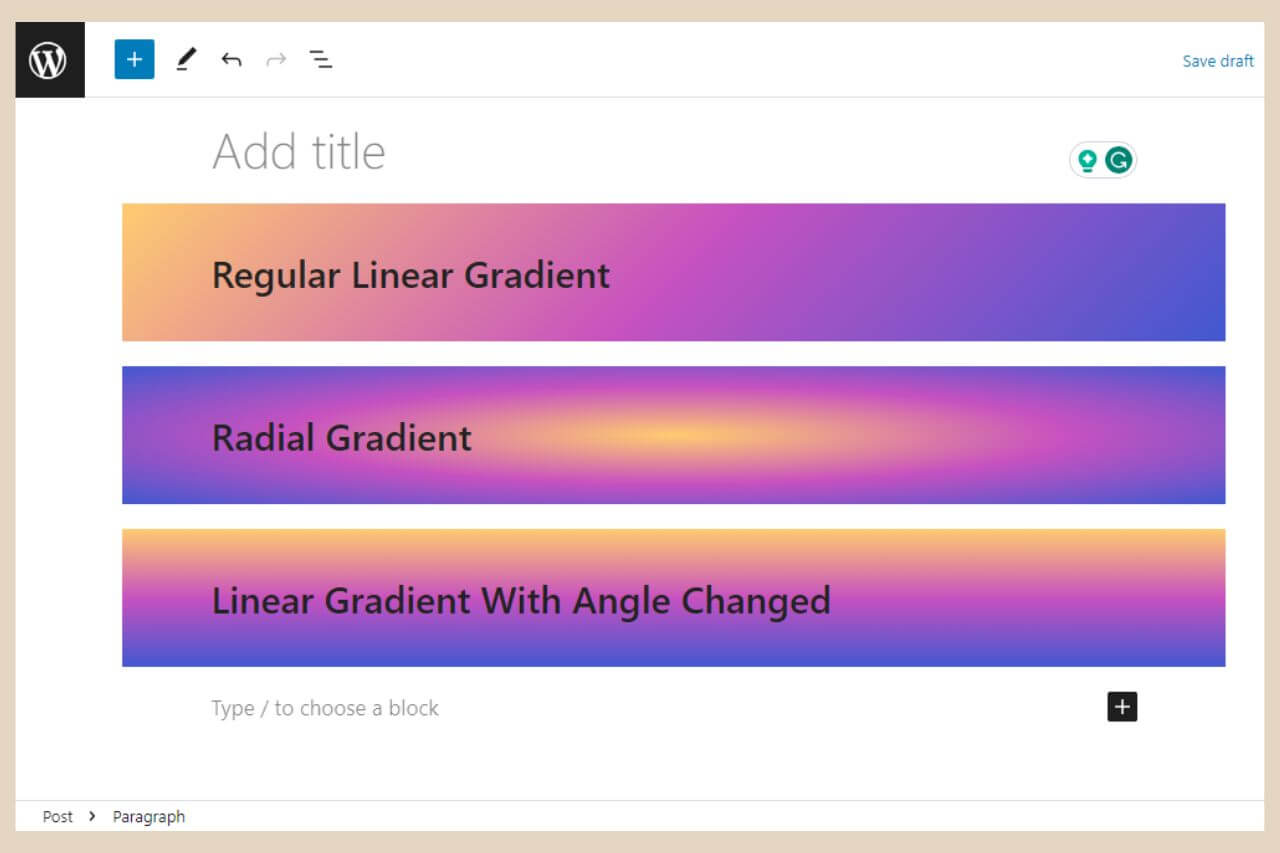 different gradient types