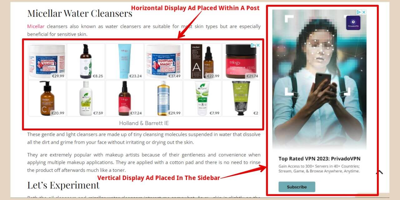 example of adsense display ads