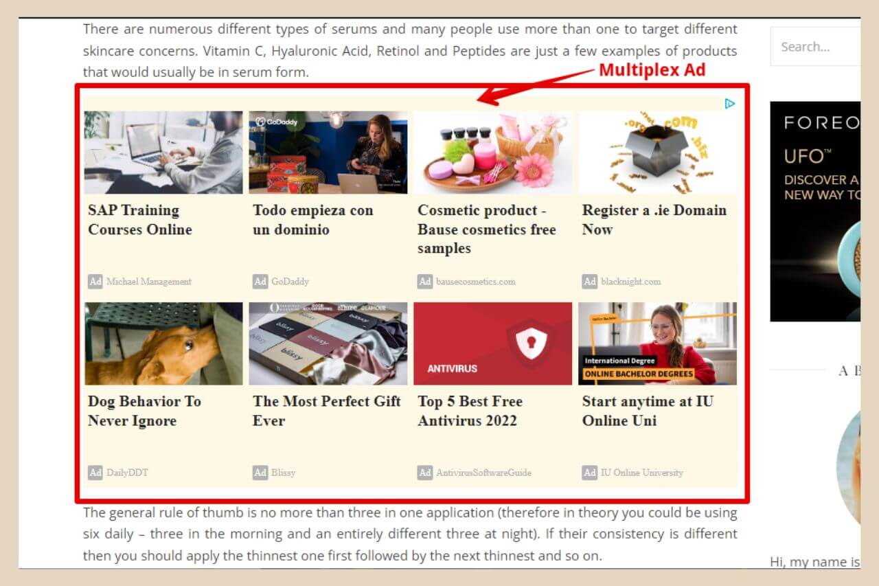 example of adsense multiplex ads