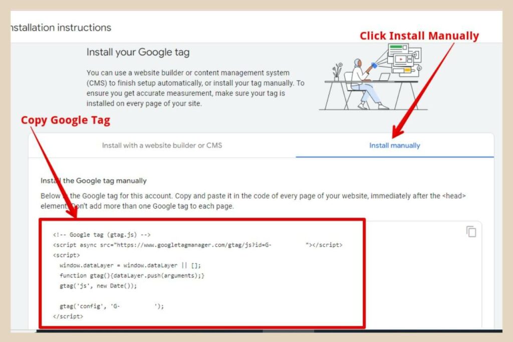 manually adding google analytics tag