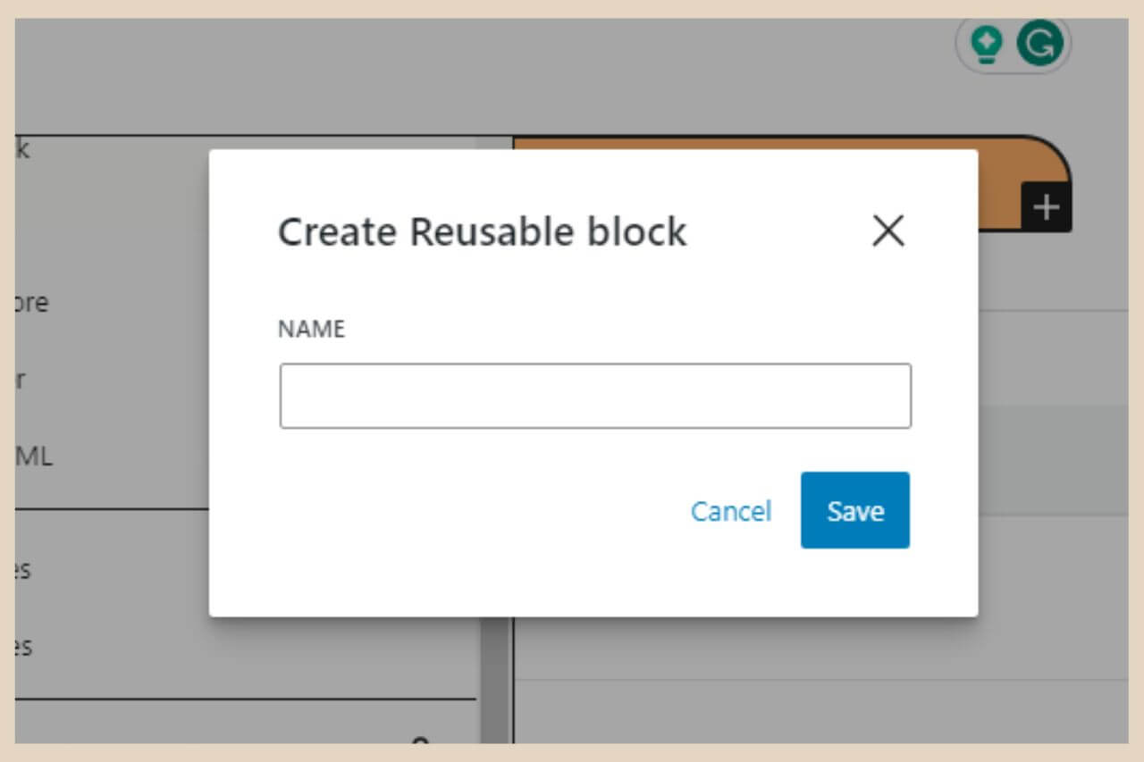 name your reusable block