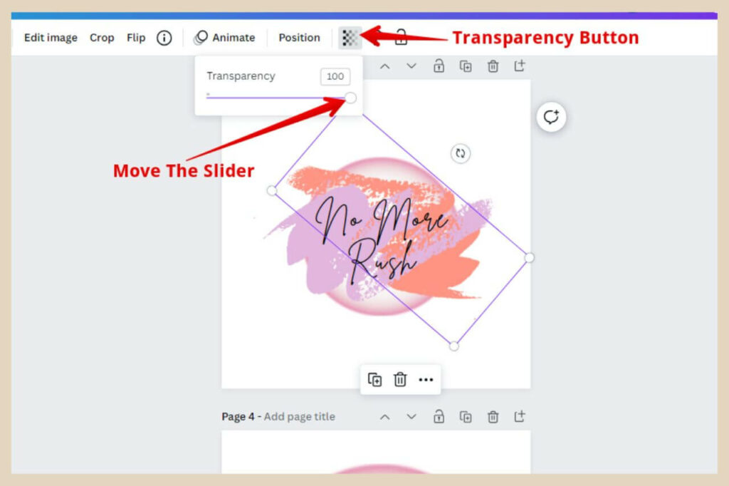 transparency tool in canva