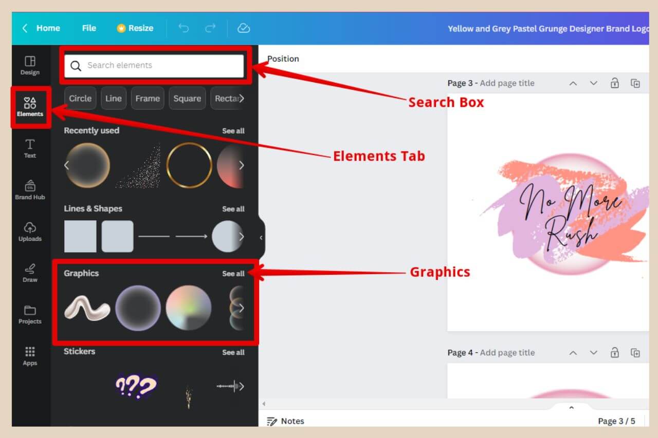 using elements in canva