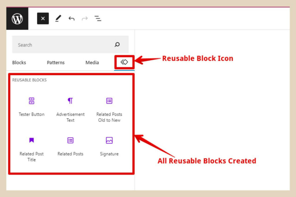 using reusable blocks