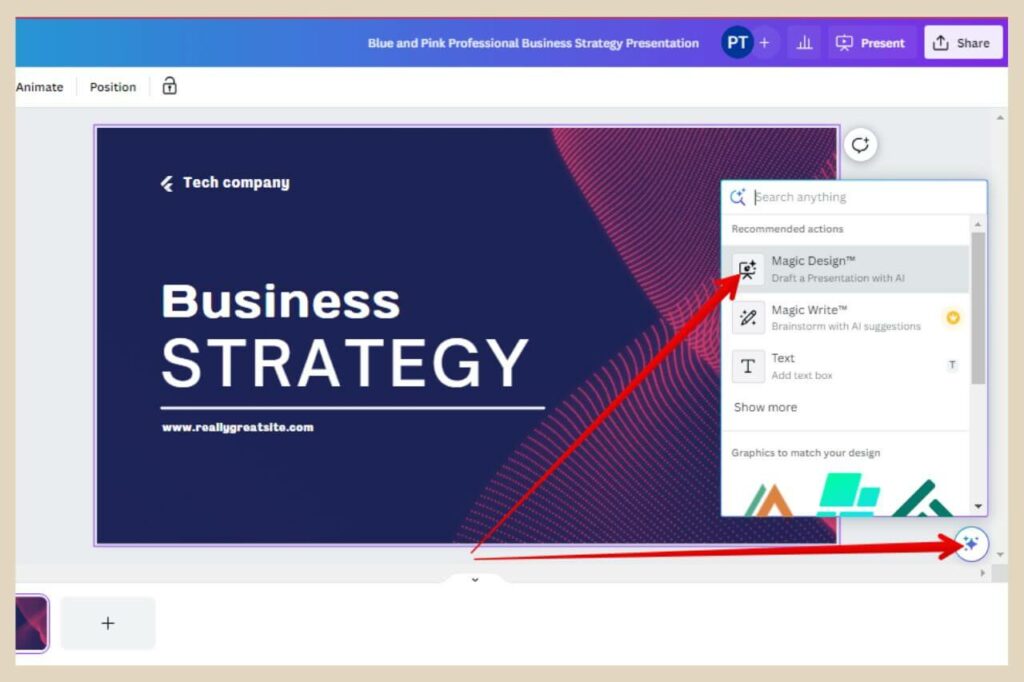 create a presentation with magic design