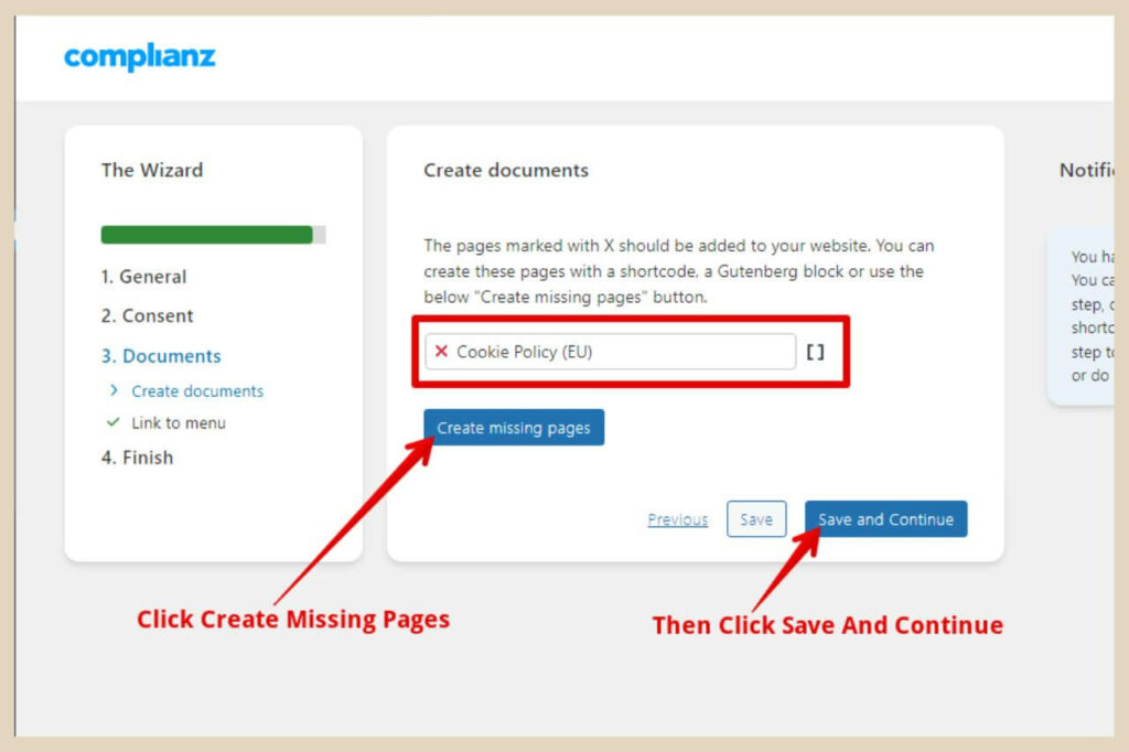 create documents in complianz plugin