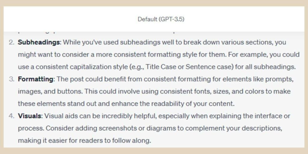formatting suggestions in chatgpt