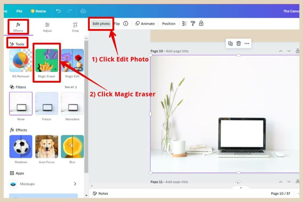 how to use the canva ai tool magic eraser