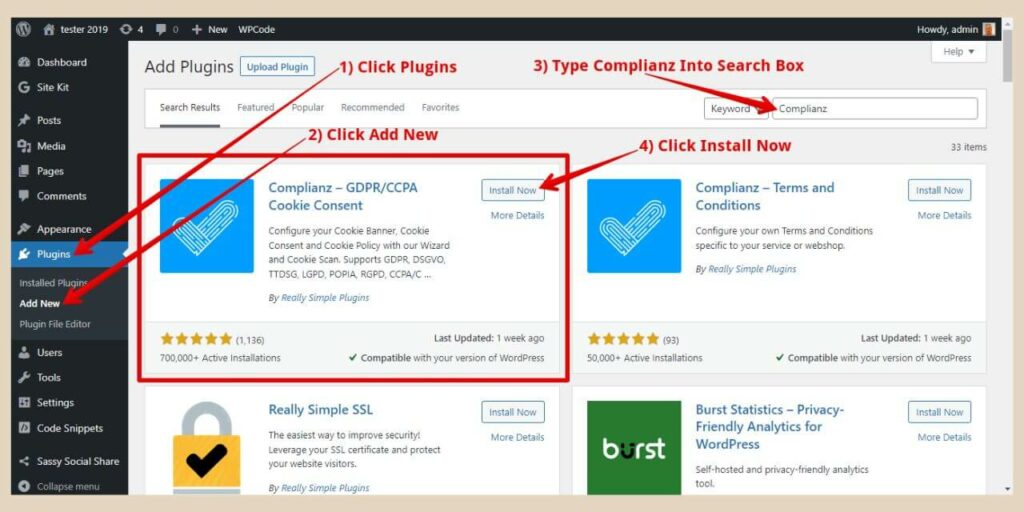 how to set up the complianz gdpr/ccpa cookie consent plugin