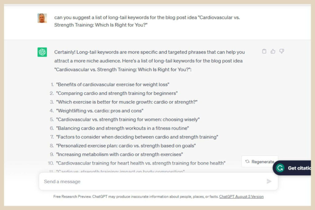 keyword research with chatgpt