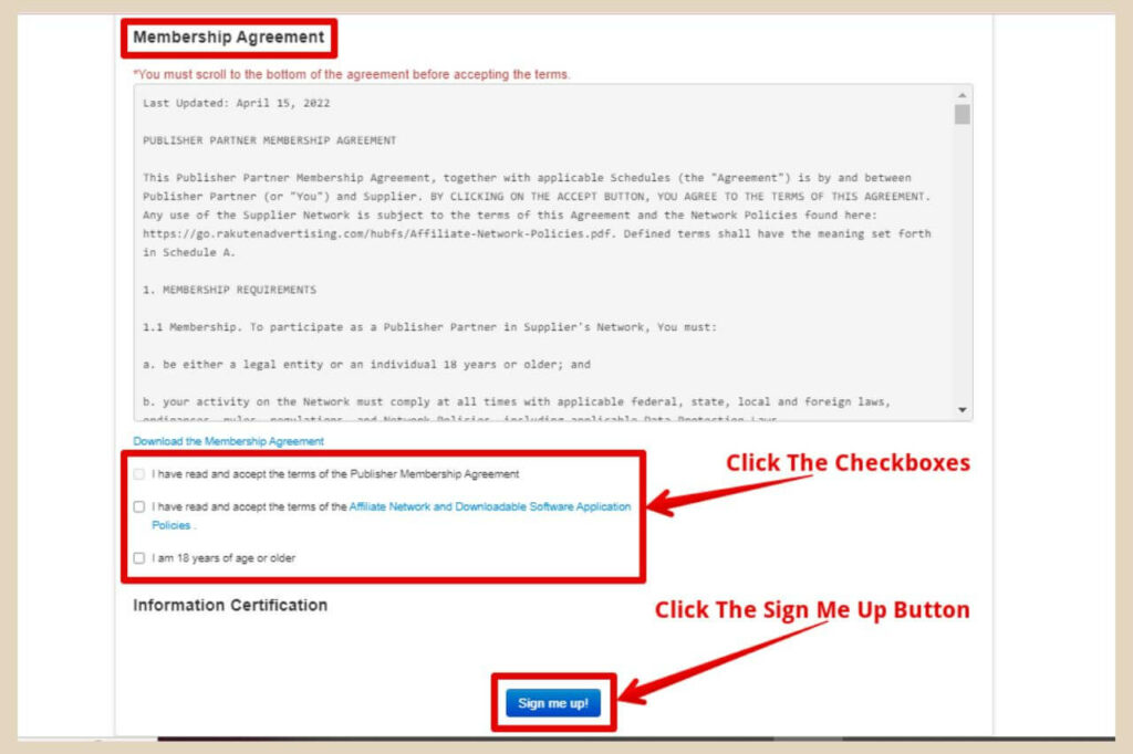 membership agreement on the rakuten affiliate network